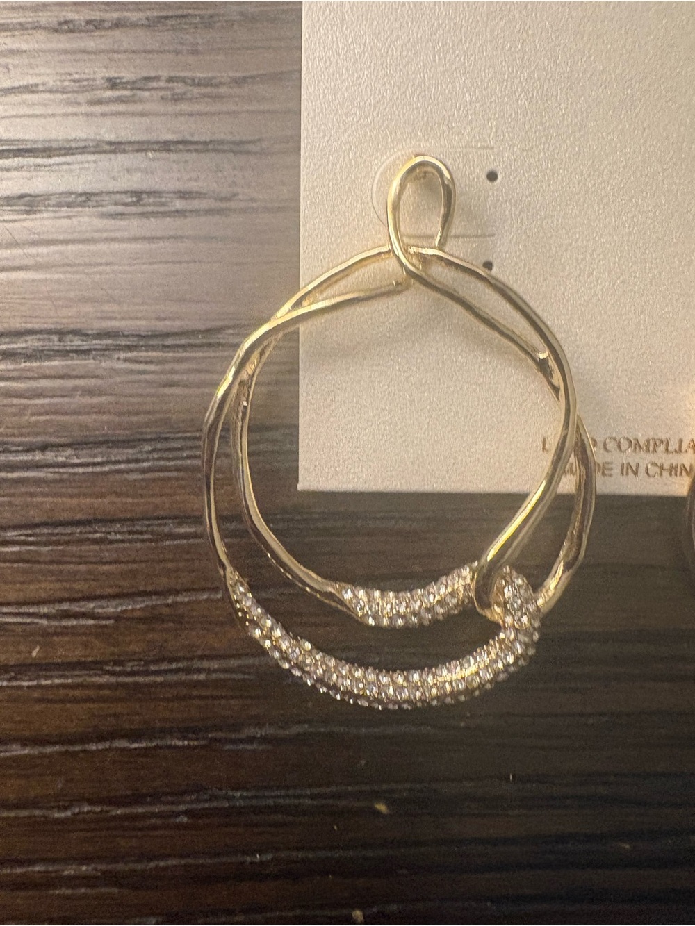 NEW Natasha Gold Pave Double Hoop Earrings - Picture 3 of 3